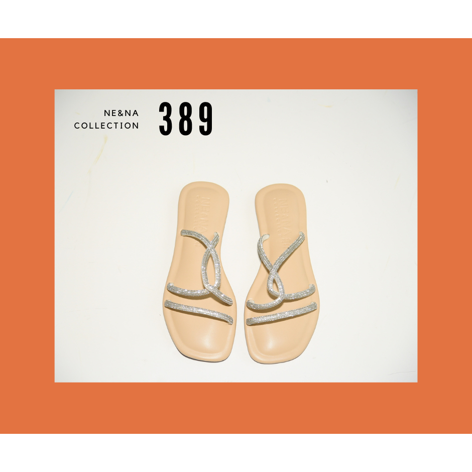 รองเท้าเเฟชั่นผู้หญิงเเบบเเตะส้นเตี้ยพื้นเเบน No. 389 NE&NA Collection Shoes