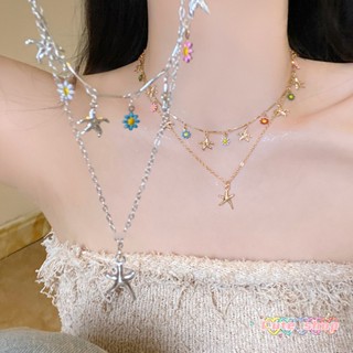 สร้อยคอ การซ้อนสองชั้น  พร้อมจี้ ดอกทานตะวันโดปามีน   แฟชั่น…