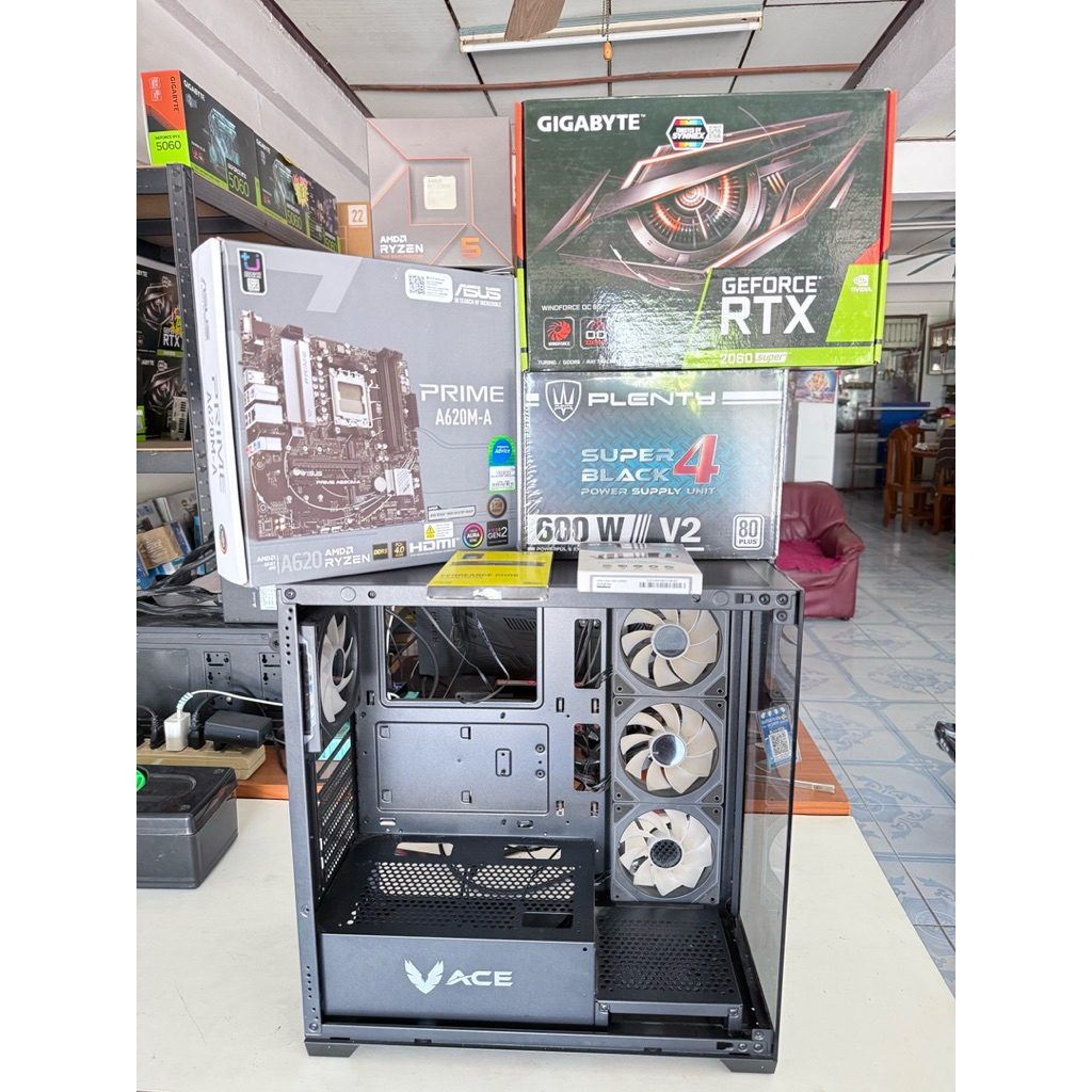 Com PC SET R5-7600 6C 12T + RTX2060Super 8GB สายดาร์ก เคสตู้ปลา