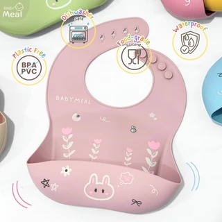 BabyMeal ที่กันเปื้อนซิลิโคน ลายการ์ตูน พร้อมช่องเก็บเศษอาหาร | Silicone Bib x Wonderland Themes (Only at BabyMeal)