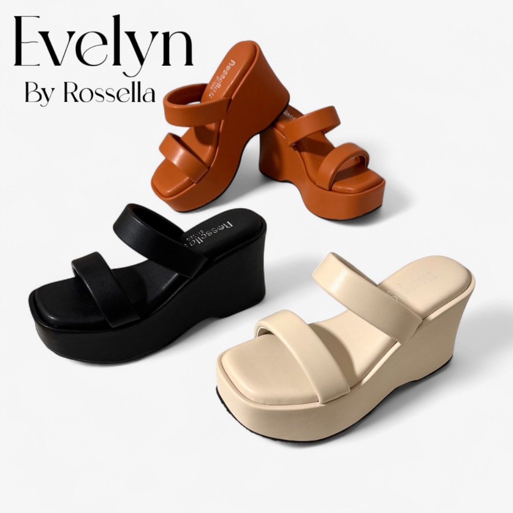 รองเท้าเตารีดคาดสายคู่ส้นสูง 4 นิ้ว ( พื้นนุ่มพิเศษ ) รุ่น Evelyn by Rossella