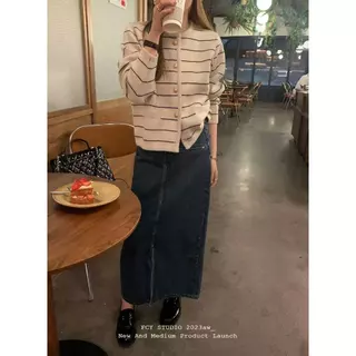 🔥พร้อมส่งจากไทย🔥เสื้อสเวตเตอร์ถักคอกลมลายทางสไตล์หอมใหม่