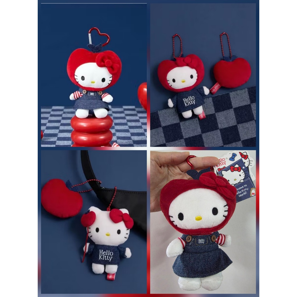 พร้อมส่ง!! Kitty Minoso Apple Jeans ของแท้ พร้อมส่งที่ไทย มี 3 แบบให้เลือก พวงกุญแจห้อยกระเป๋า ตุ๊กตาคิตตี้ Sanrio