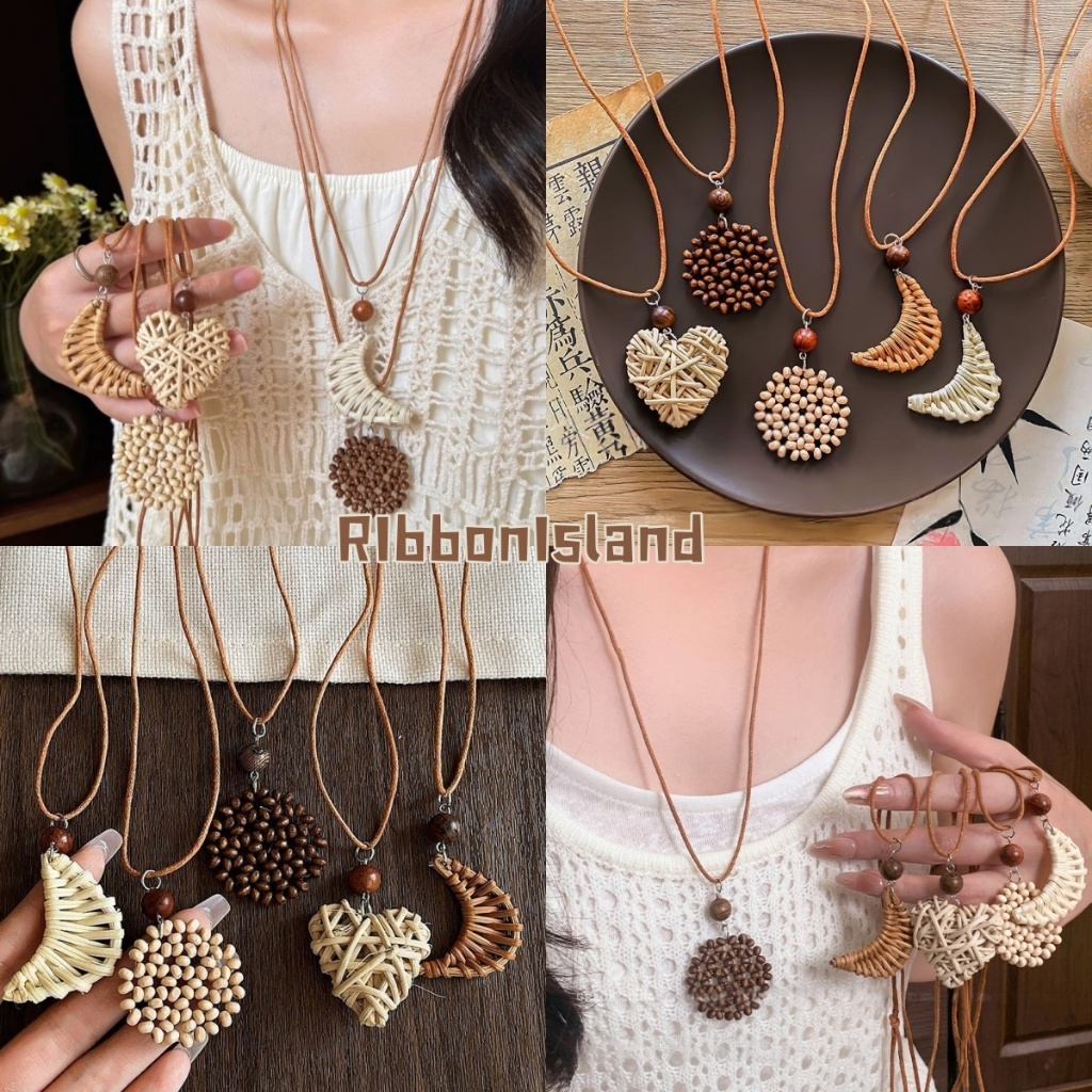 RIbbonIsland🌴สร้อยคอ necklace สไตล์เกาหลี ins แฟชั่น  สไตล์โบฮีเมียน จี้ น่ารัก COD
