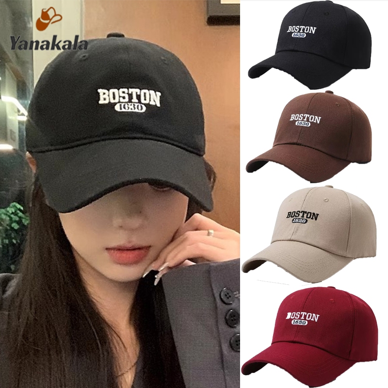 ส่งเร็ว🚚 ปักBOSTON หมวกเบสบอล เหมาะสำหรับทั้งชายและหญิง แฟชั่น แบบนิ่ม ความเรียบง่าย-Yanakala