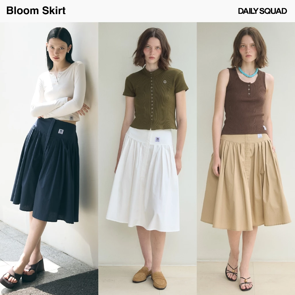 DAILY SQUAD Bloom Skirt กระโปรงจับจีบหน้าและจับจีบหลัง เนื้อผ้าคอตต้อน จัดส่ง 15-18 มิ.ย.