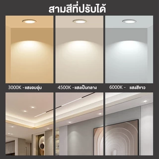 ดาวไลท์ LED เปลี่ยนได้ 3 สี ไฟเพดาน 9W/ 12W/ 15W ไฟ LED เพดาน ไฟดาวน์ไลท์