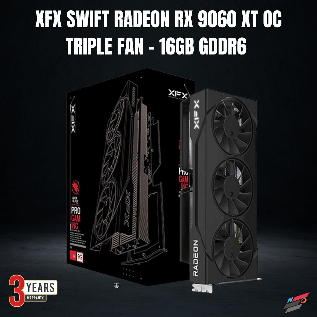 XFX SWIFT RADEON RX 9060 XT OC TRIPLE FAN - 16GB GDDR6
