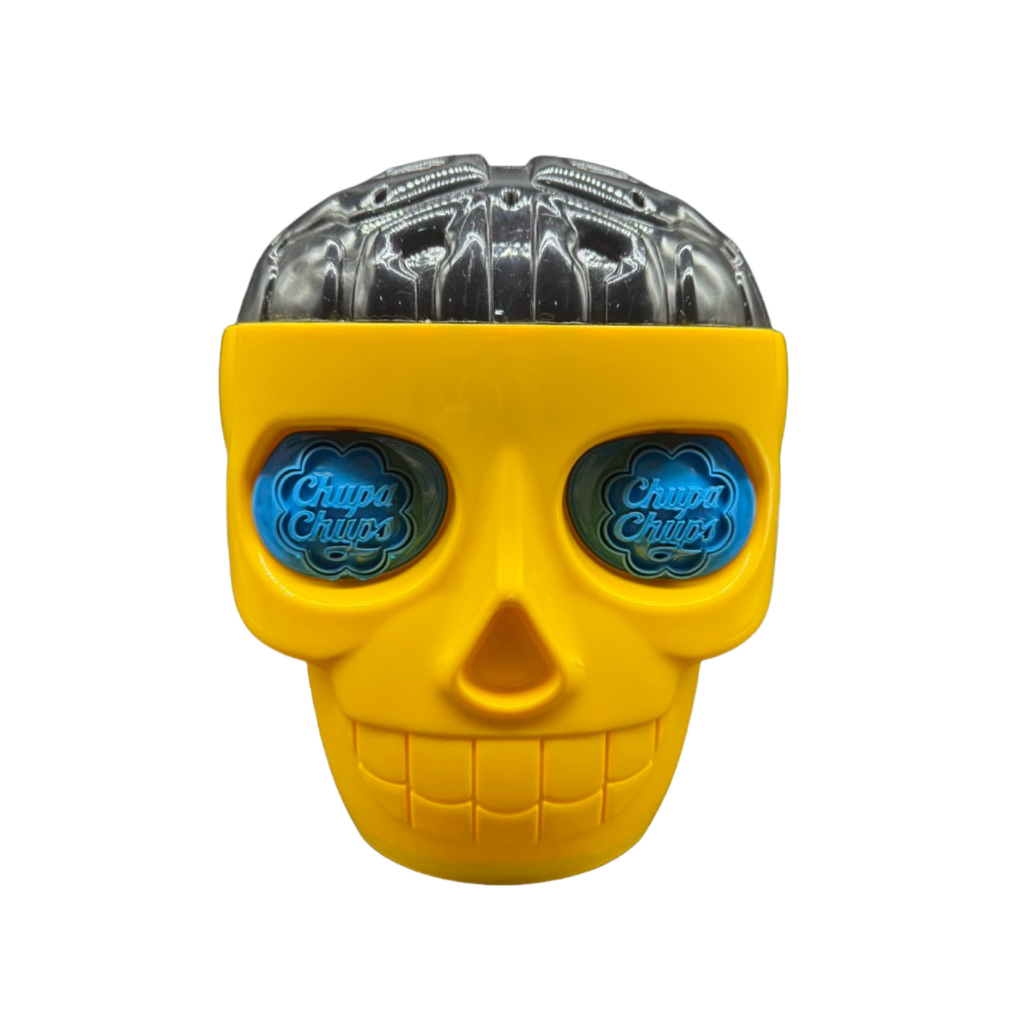 กระโหลกขนาดใหญ่ อมยิ้ม จูปาจุ๊ปส์ (สีเหลืองดำ) , ช็อกกาจุ๊บ หัวกะโหลก (จูปาจุ๊บ) Chupa Chups 3D skul