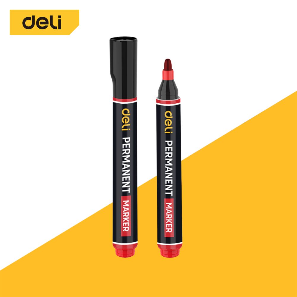 Deli ปากกาเคมี มาร์คเกอร์ ปากกาเขียนพลาสติก 1.8 มม  แห้งเร็ว กันน้ำ อุปกรณ์สำนักงาน Permanent Marker