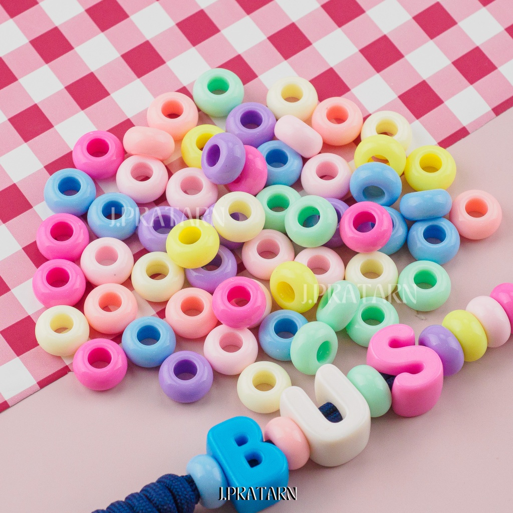 ส่งด่วน ส่งไว ลูกปัดกลมแบน รู 5.5มิล สีพลาสเทล รูใหญ่ ร้อยเชือก พวงกุญแจ งานประดิษฐ์ D.I.Y ของเล่น - รูปที่ 2