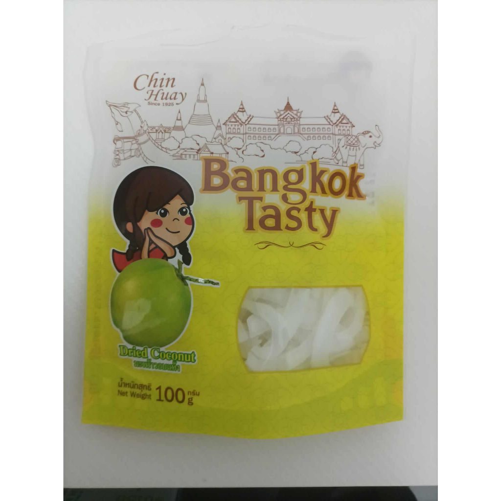 Bangkok Tasty มะพร้าวอบแห้ง ขนาด 100g | เคี้ยวกรุบ หอมมัน