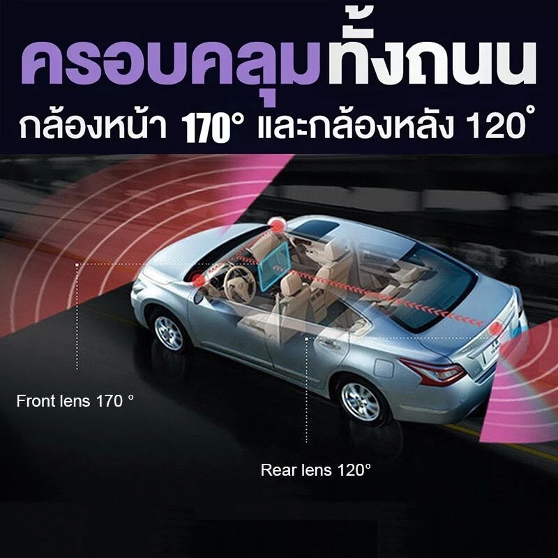 กล้องติดรถยนต์ 1080P HD  บันทึกวนซ้ำสไตล์กระจกมองหลัง กล้องติดรถยนต์กระจกกันแสงสะท้อน ล็อคการชนกัน จอแสดงผล ใช้ได้กับรถท thumbnail 7