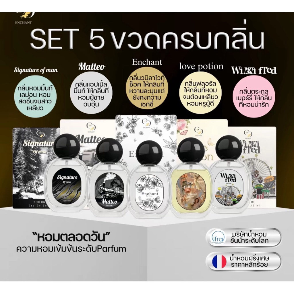 น้ำหอม Enchant โปร 1 ขวด มี5กลิ่น หอมดูแพง น้ำหอมผู้หญิง น้ำหอมผู้ชาย