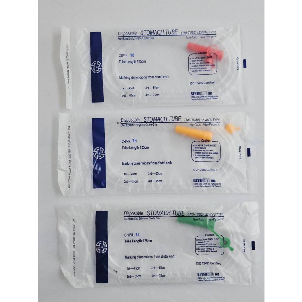 สายอาหาร Feeding Tube /  NG Tube PVC มีเบอร์ 14,16,18  (10เส้น)