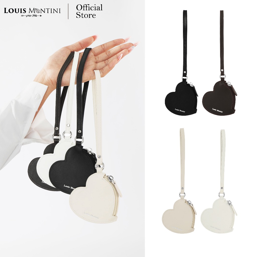 Louis Montini (Fleur De Juillet) กระเป๋าใส่เหรียญหนังวัวแท้ สำหรับคล้องกระเป๋ารูปหัวใจ CVRS021