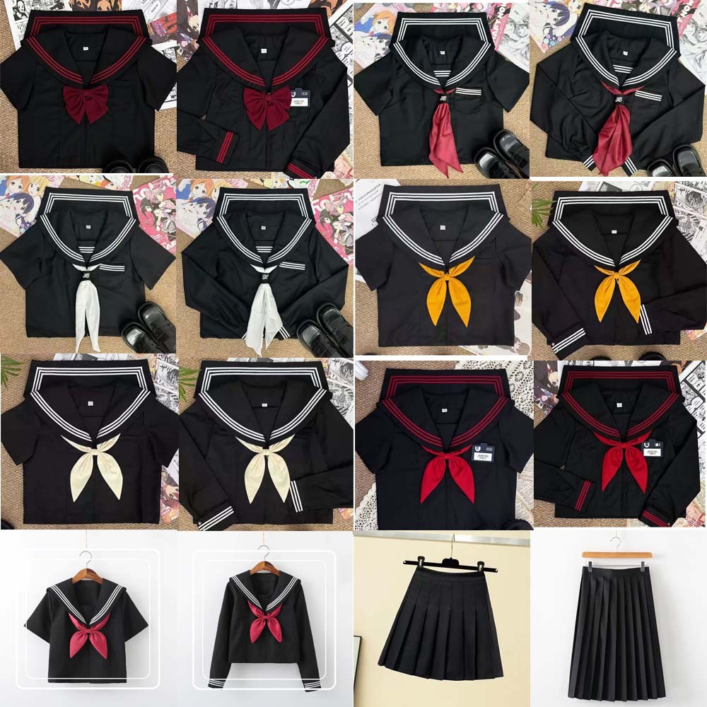 ชุดนักเรียนญี่ปุ่น jk  กระโปรงนักเรียน  ญี่ปุ่น กระโปรง คอสเพลย์ Cosplay สีดำ หลากหลายสไตล์ เอวปรับได้