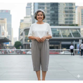 กางเกงผู้ใหญ่เอวยาง ขา4ส่วน ผ้ายืดเกาหลี