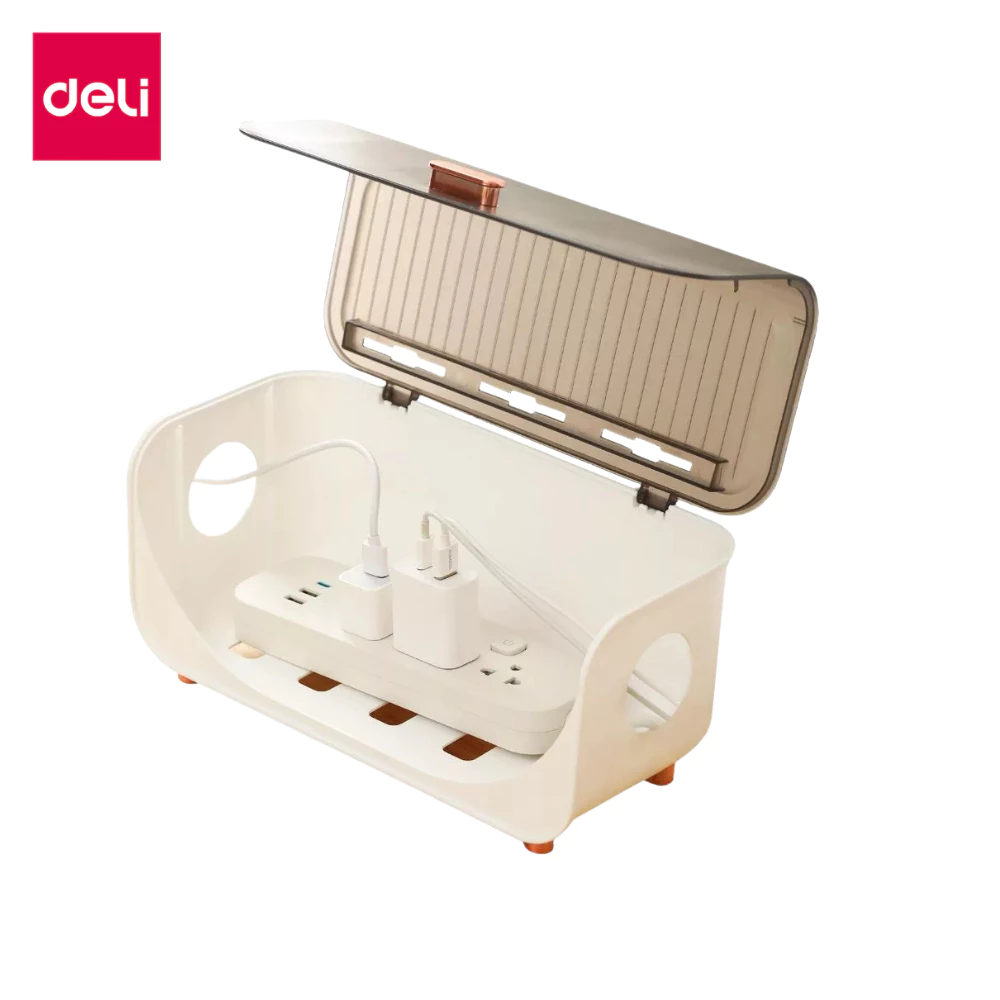 Deli กล่องเก็บปลั๊กไฟ กล่องจัดเก็บสายไฟ กล่องเก็บอุปกรณ์ชาร์จมือถือ จัดระเบียบ Cable Storage Box