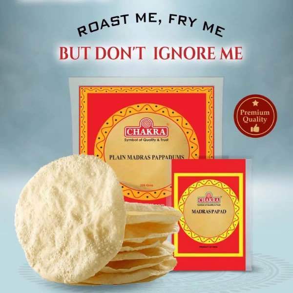 Madras Papad 200g Chakra Brand  200g fry to eat