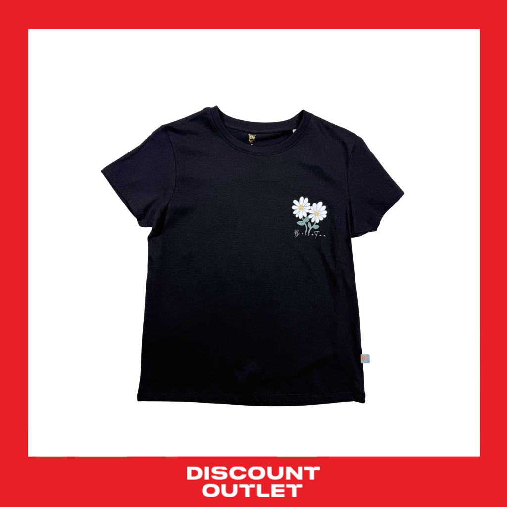 Discount Outlet เสื้อยืดแขนสั้นคอกลมผู้หญิง ผ้าคอตต้อน 100%