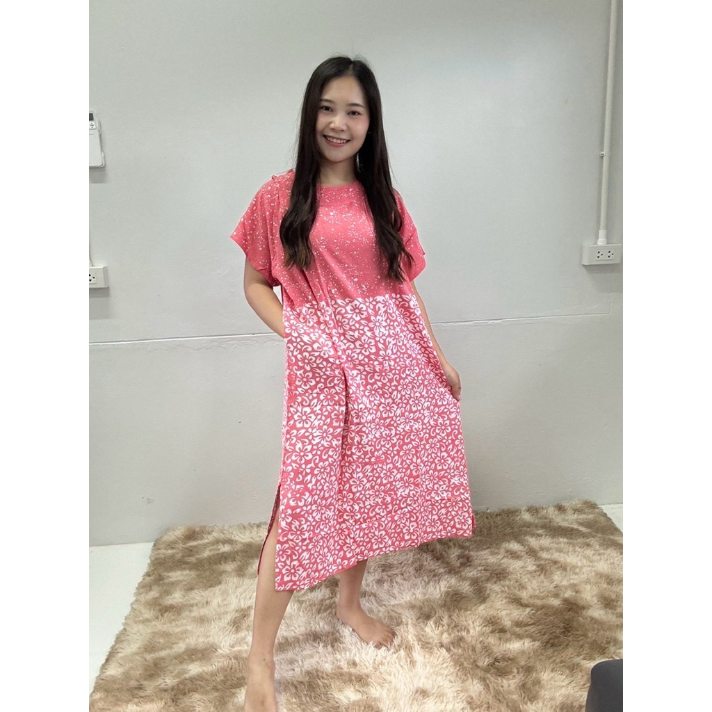 ชุดกระโปรงคอกลมมีแขน ชุดกระโปรงเวียดนาม ผ้าสปัน