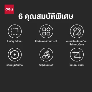 กรรไกรสแตนเลสเคลือบดำ Deli 77794 ขนาด 210 มม. กันสนิม คมทน ใช้งานสำนักงาน Scissors