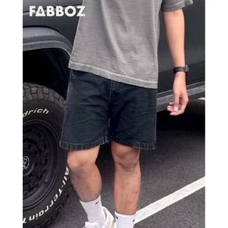 FABBOZ STREETLINE Denim Shorts กางเกงขาสั้นยีนส์ฟอกสีดำสุดฮิต ทรง Straight/Relaxed เหนือเข่า