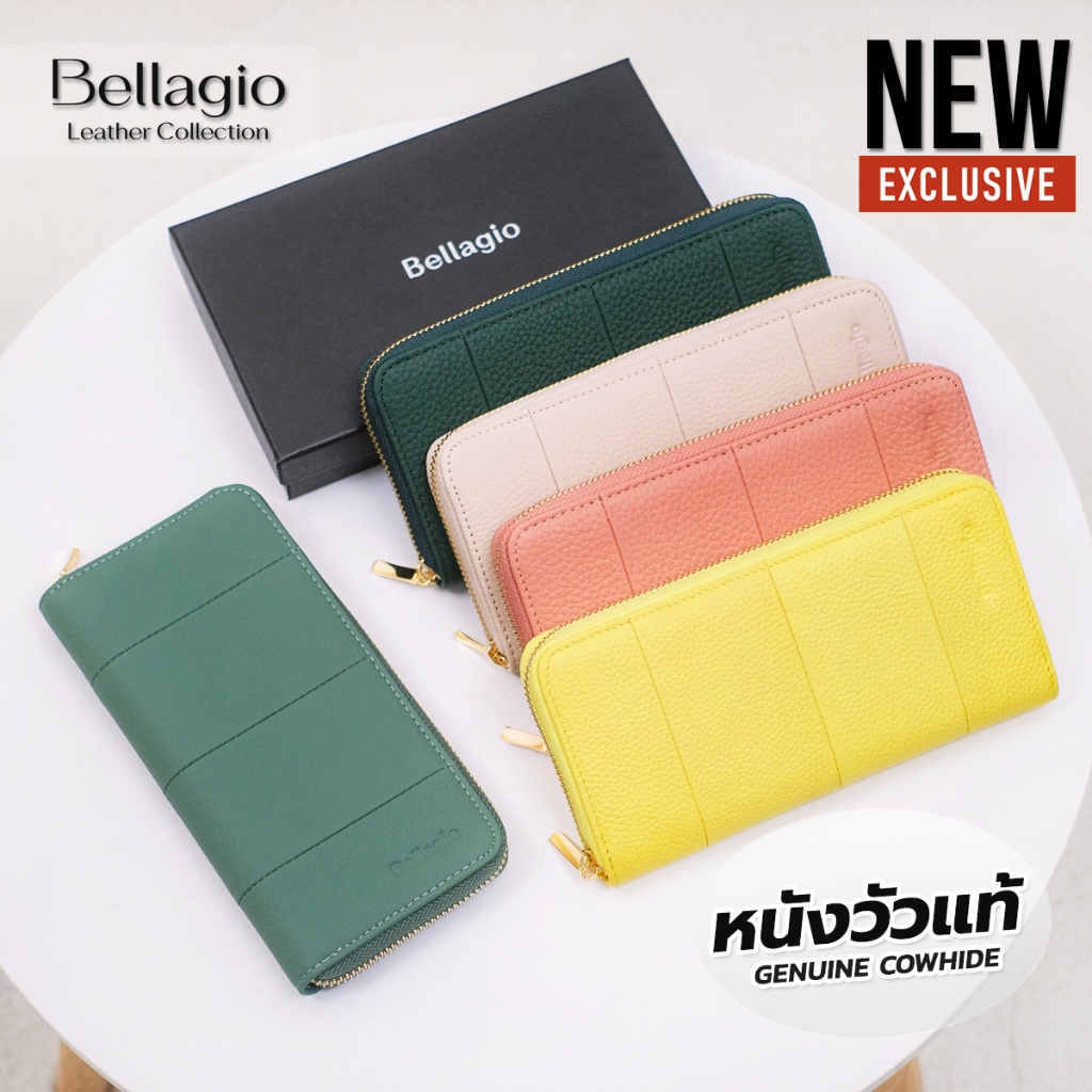 Bellagio รุ่น Melina Long Wallet กระเป๋าสตางค์หนังวัวแท้ใบยาวซิปรอบ สไตล์เรียบหรูมินิมอล (New 2025)