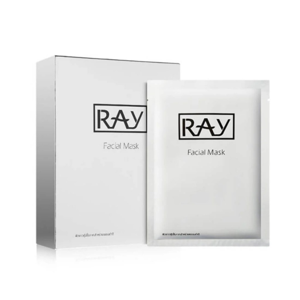 หมดอายุ 12/09/2026 **ของแท้ ** สินค้าพร้อมส่ง * RAY เรย์ เฟเชียล มาส์ก 10 แผ่น แผ่นมาส์กหน้า เส้นใยไหม