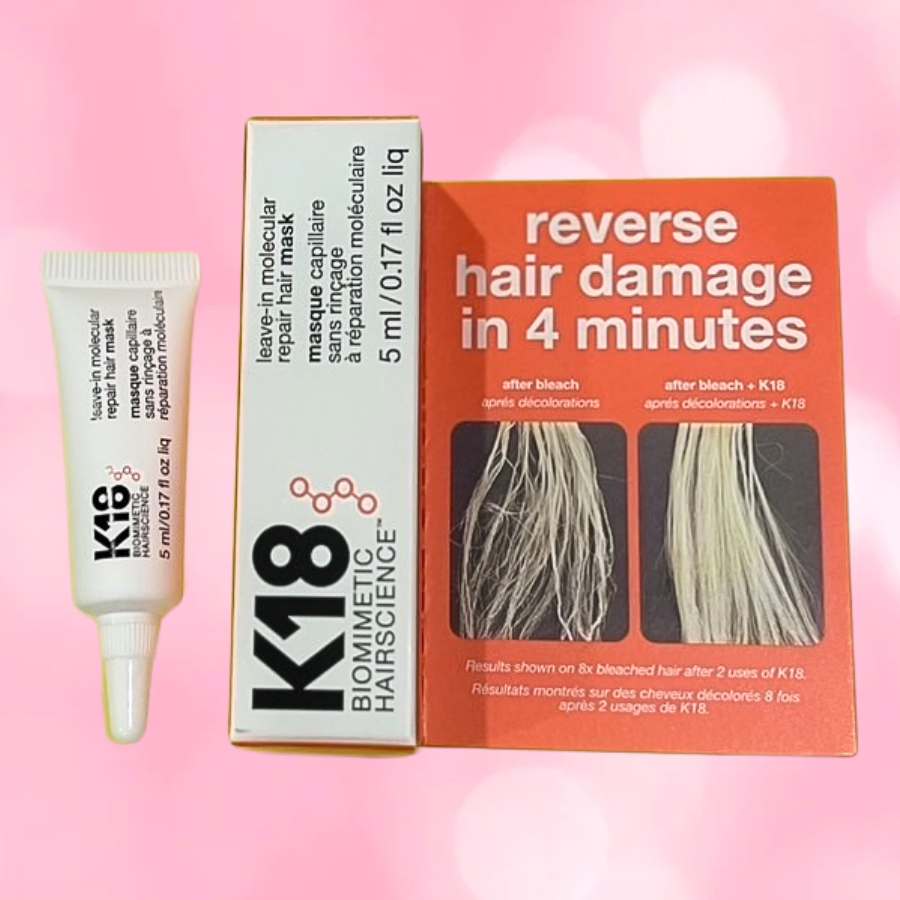 K18 leave-in molecular repair hair mask 5 ML.ลีฟอิน มาส์ก การซ่อมแซมระดับโมเลกุลของK18ทำงานที่ชั้นใน