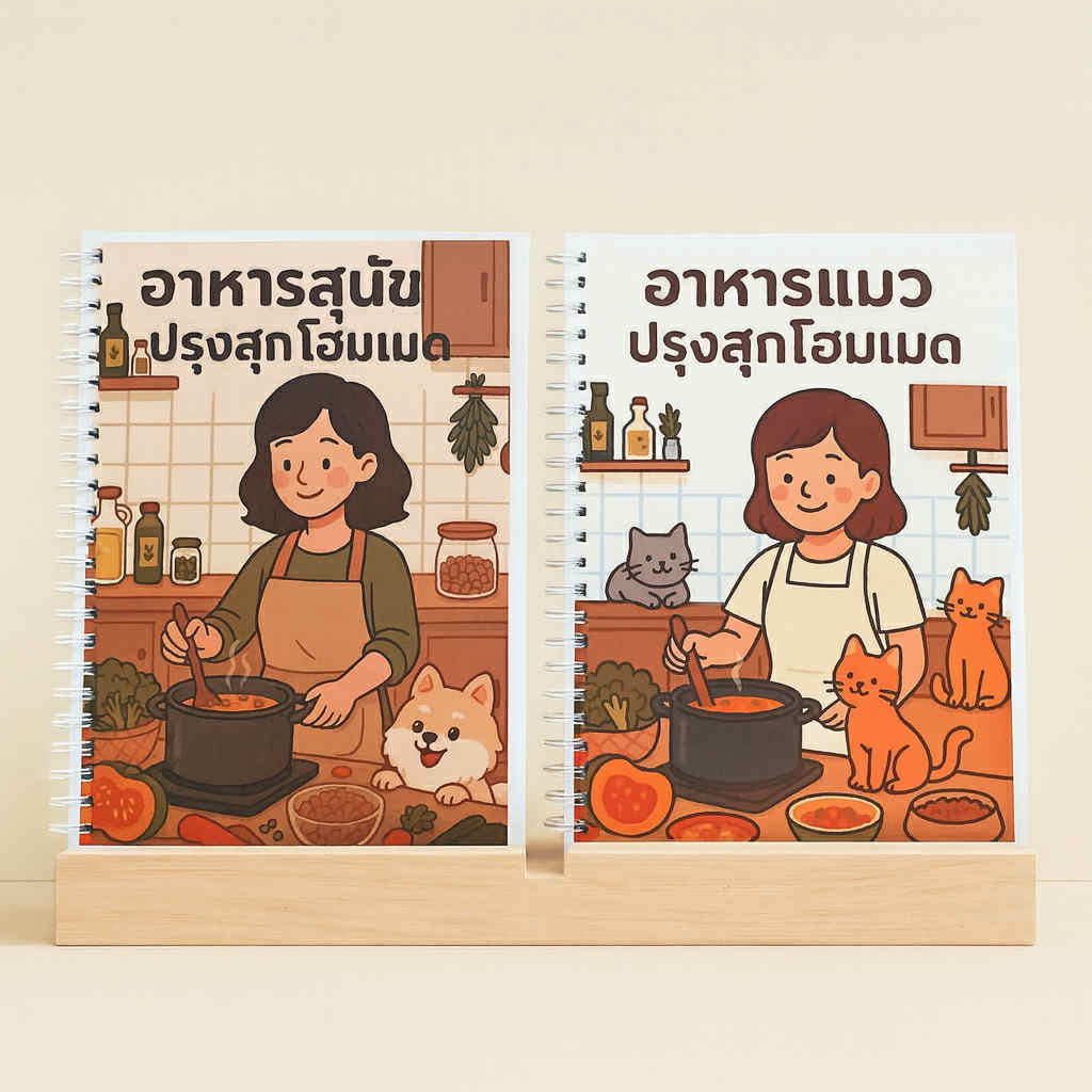 เซ็ตคู่สูตรอาหาร อาหารแมวปรุงสุกโฮมเมด + อาหารสุนัขปรุงสุกโฮมเมด