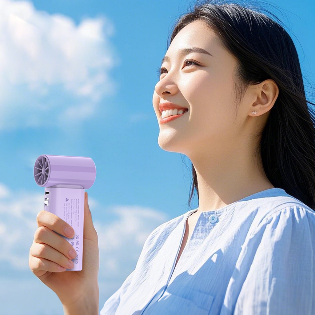 GOOJODOQ Gfs007 Mini พัดลมพกพา 4000mah พัดลม Type C พร้อมจอแสดงผล พัดลมไอเย็น 100 ระดับ พัดลมมือถือ รูปที่ 5
