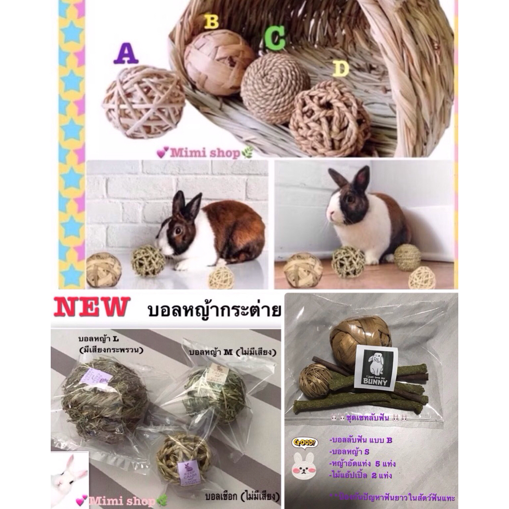ต้นลับฟัน /  บอลฟางลับฟัน กระต่าย / นก / หนู  ขนาดกลาง MM 🐰🐰🐰