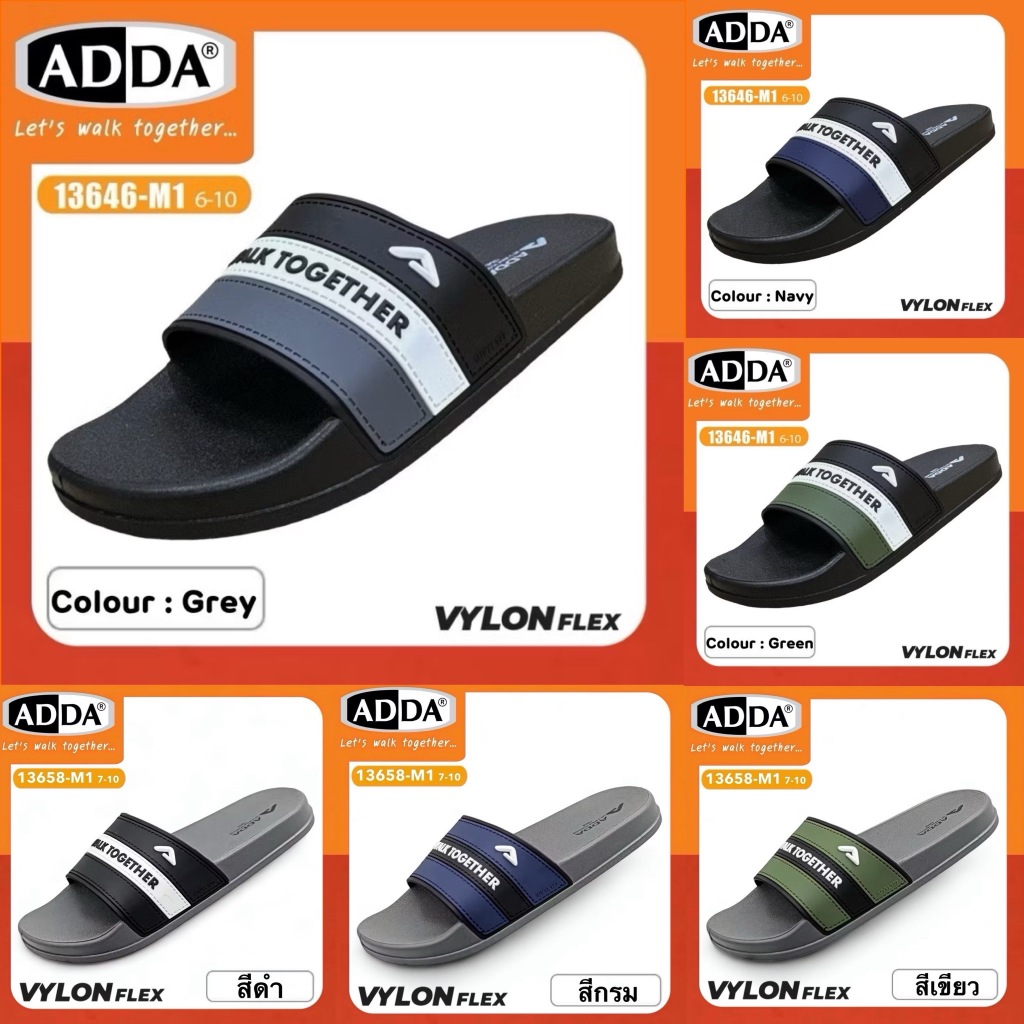 ADDA Vylon Flex รองเท้าแตะแบบสวม รุ่น 13646-M1 // 13658-M1 // 13626-M1