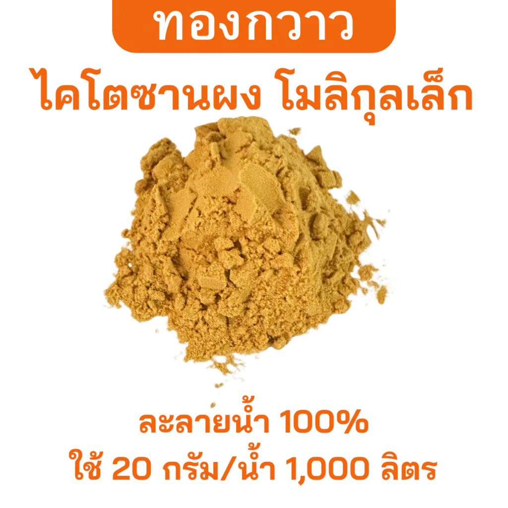 หัวเชื้อ ไคโตซานผง โมลิกุลเล็ก ละลายน้ำได้ บรรจุ 20 กรัม ตรา ทองกวาว