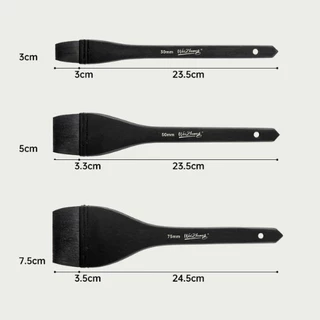 Weizhuang แปรงด้ามดำแบนขนกระรอกแท้ Squirrel Hair Flat Brush Long handled