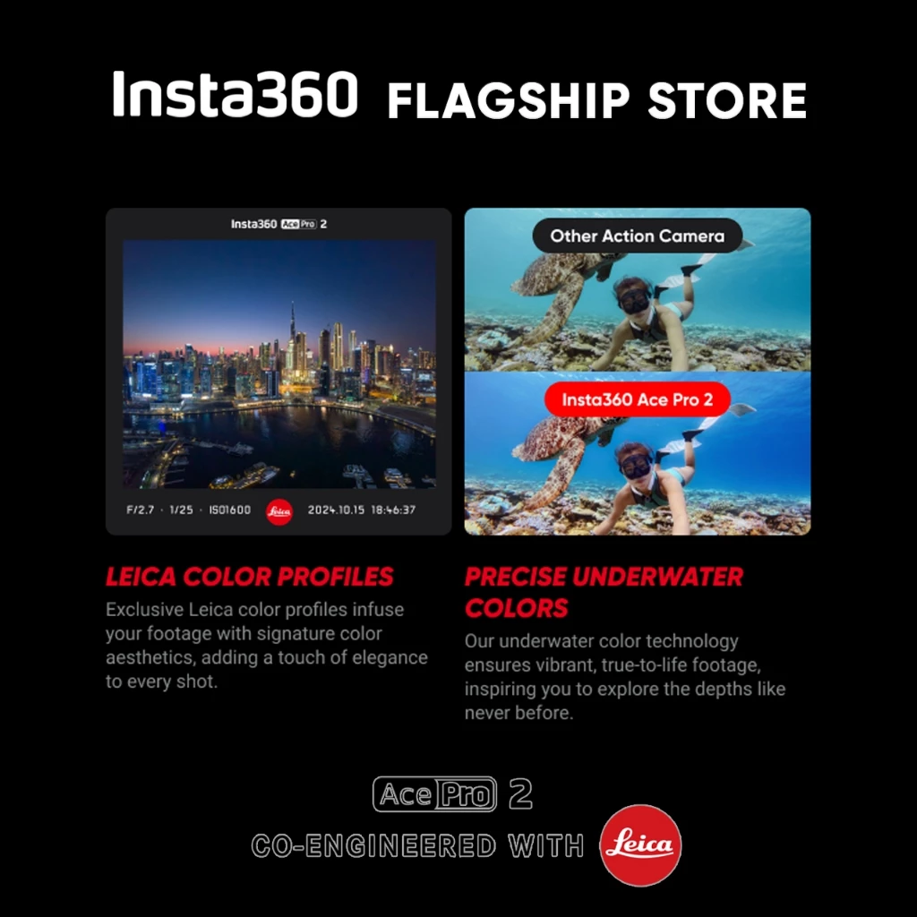Insta360 Ace Pro 2 กล้องแอคชั่น เลนส์ LEICA กันน้ำ 12m ถ่ายวิดีโอชัด 8K ถ่ายรูป 50MP กล้อง อินสตา 360 Action Camera thumbnail 9