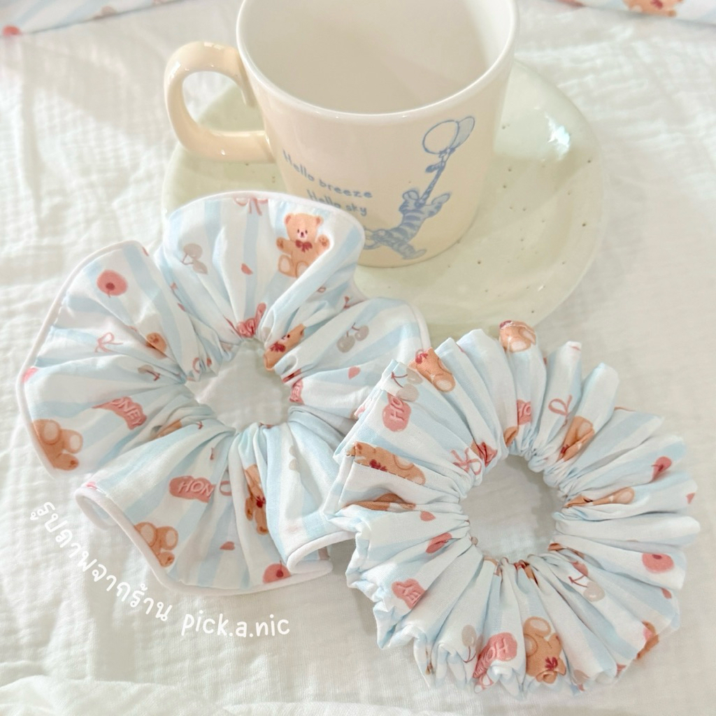 Hoeny Bear 🐻ยางรัดผมผ้าcotton 100% Scrunchies ยางรัดผมโดนัท ยางมัดผม