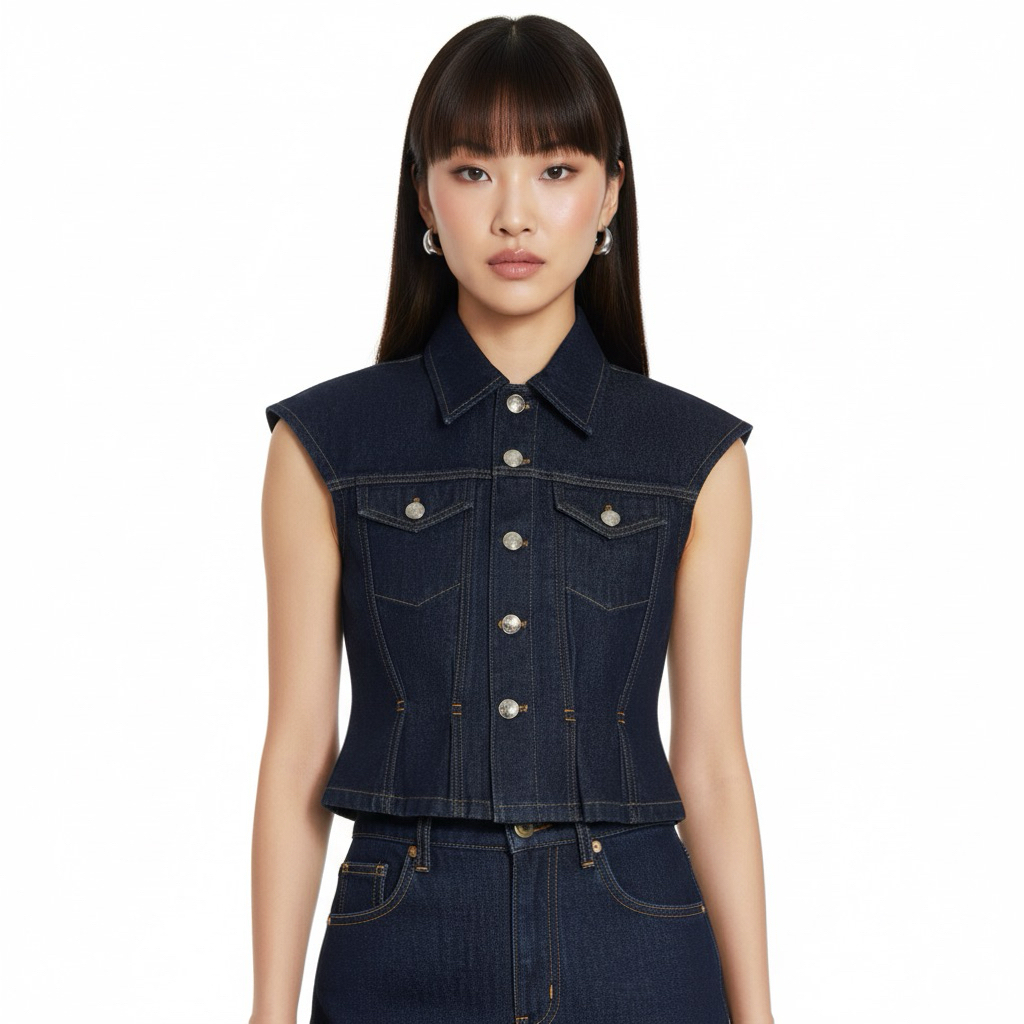 MOTTOM - CHRISTIAN Nipped Denim Vest