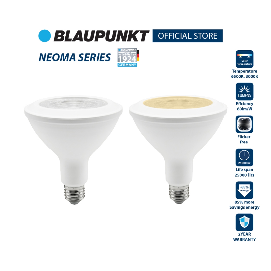 BLAUPUNKT หลอดไฟพาร์ 7W 13W 15W แสงขาว แสงวอร์ม ขั้วE27  LED PAR20 PAR30 PAR38  มาตรฐานเยอรมัน