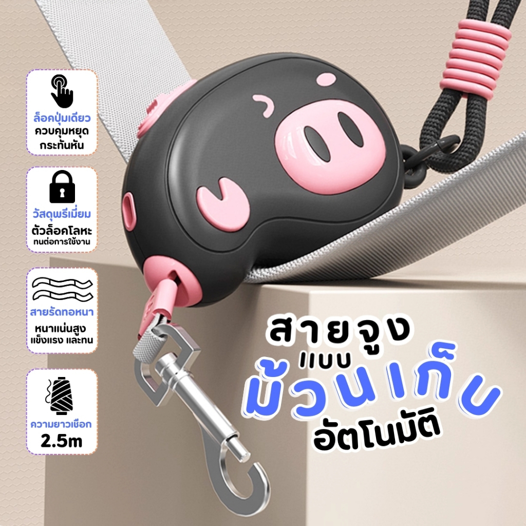 🌈PetParadise.th✨ สายจูงสัตว์เลี้ยง เชือกจูงสุนัข แบบม้วนเก็บอัตโนมัติ มีไฟLED ความยาว 2.5m , 3m
