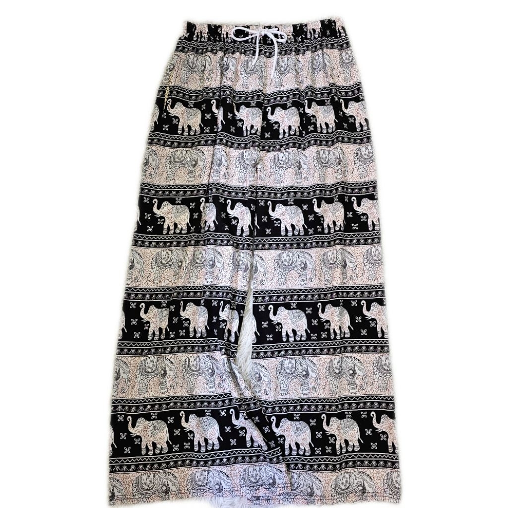 กางเกงลายช้าง ขาปล่อย งานไทยเกรดสูง ผ้าสปัน เอว25-40 นิ้ว - รูปที่ 5