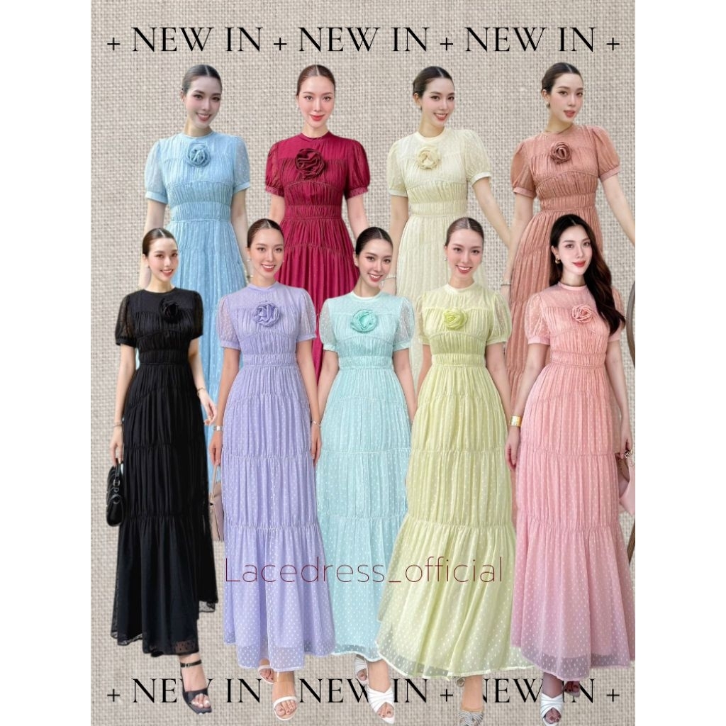 LALABELL/พร้อมส่ง ● แมกซี่เดรสยาวผ้าชีฟองสวยหรู