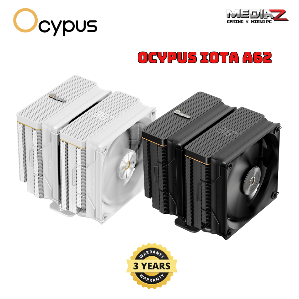 OCYPUS IOTA A62 BLACK / WHITE (CPU AIR COOLER / ชุดซิงค์ระบายความร้อนซีพียู ) มีหน้าจอแสดงผล