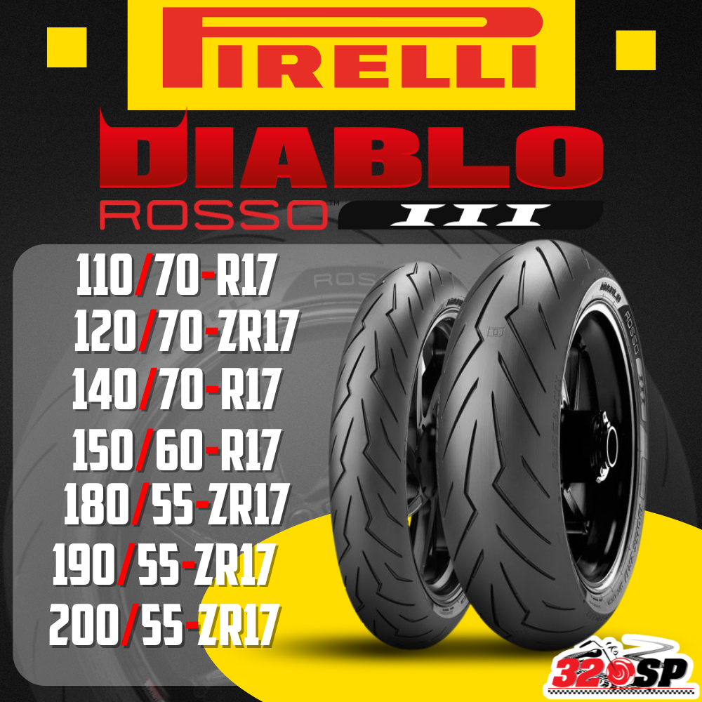ยาง PIRELLI DIABLO ROSSO 3 ขอบ 17 แบบเส้นเดี่ยว ของแท้ ส่งไว!!! 320SP
