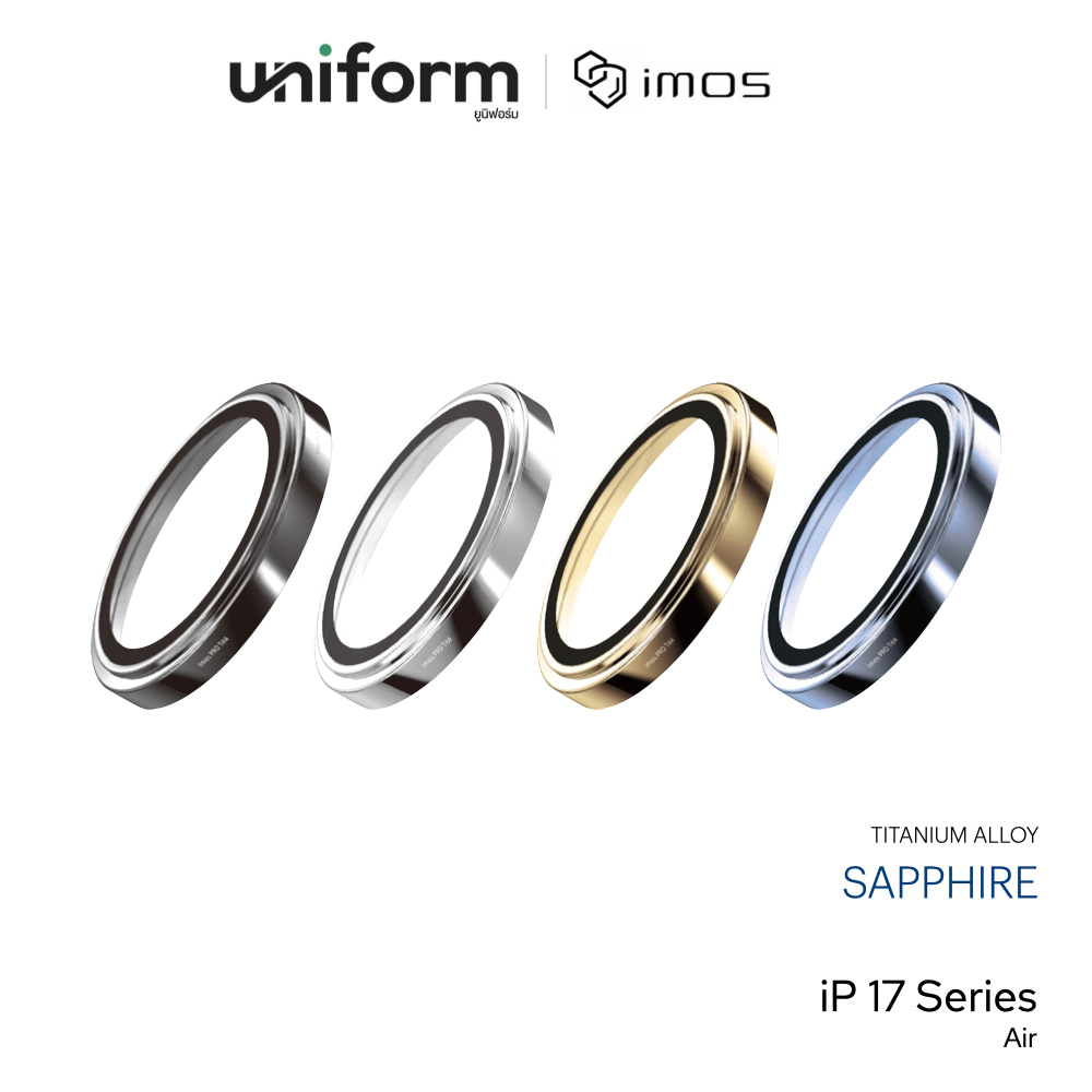 IMOS ฟิล์มกระจกเลนส์กล้อง Sapphire Len Protector Titanium ใช้สำหรับ iPhone Air แหวนกันรอยเลนส์กล้อง