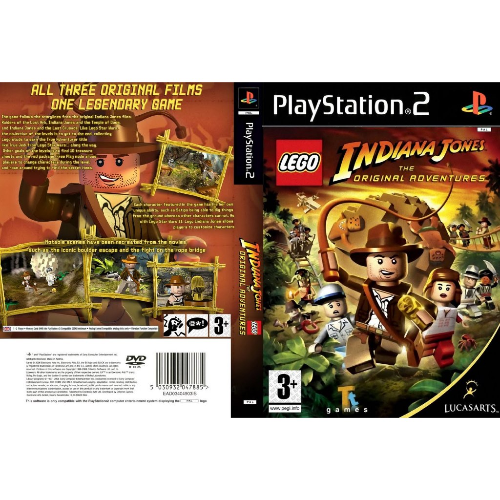 แผ่นเกมส์ PS2 LEGO Indiana Jones - The Original Adventures แผ่นไรท์ สกรีนแผ่น คุณภาพ ส่งไว