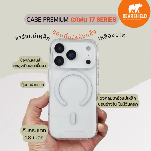 เคสใสพรีเมียมชาร์จแม่เหล็กได้📍มีไอโฟน 17 Series ✨ ขอบTPU พรีเมี่ยมหลัง PolyCrytalsพลาสติกพรีเมี่ยม