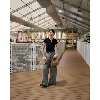 Simplestyle.byd Basic Knit Top เสื้อไหมพรมเข้ารูป เสื้อเเขนสั้น เสื้อดำ